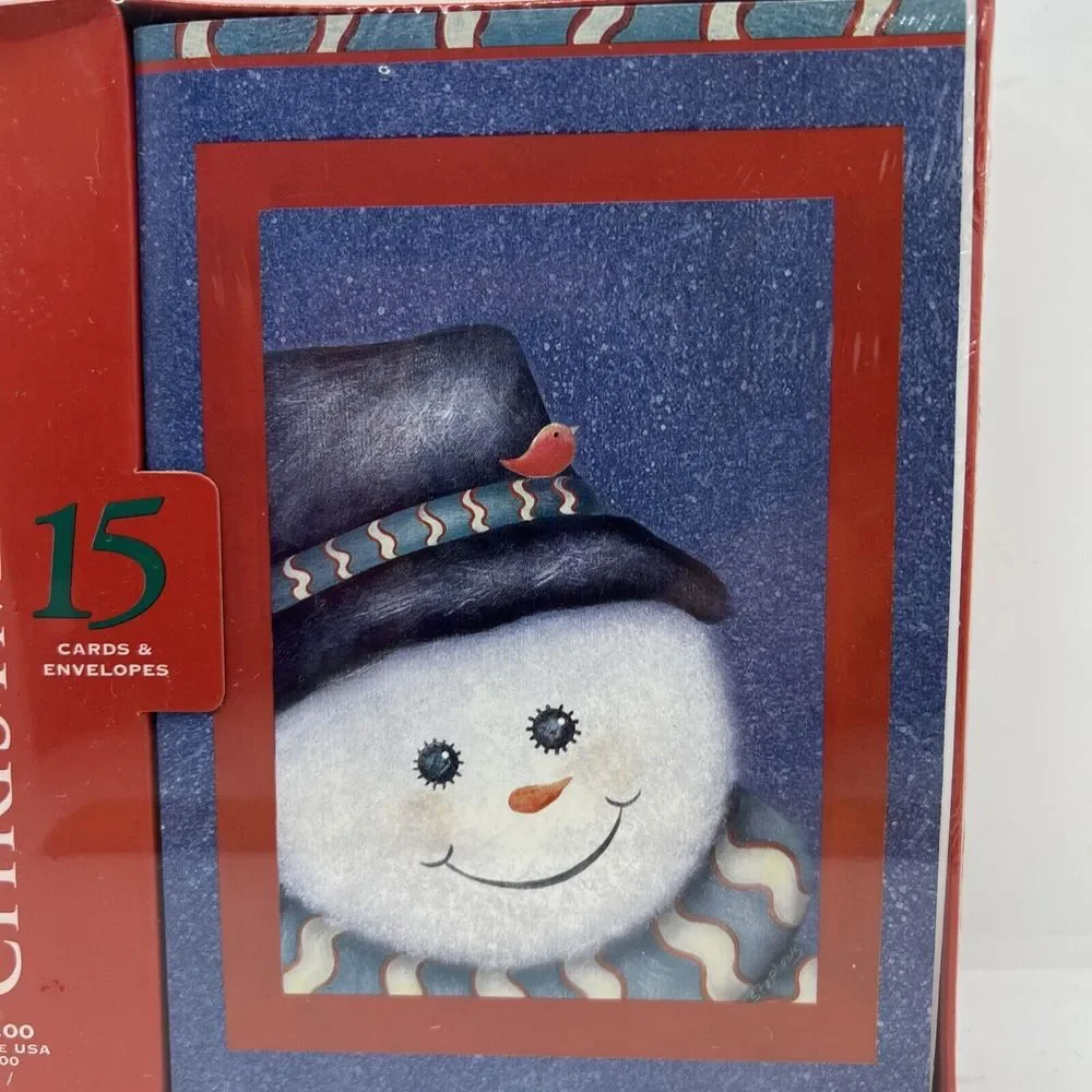 NOS Christmas Cards Happy Holidays Merry‎ Christmas Snowman 15 Cards & Envelopes